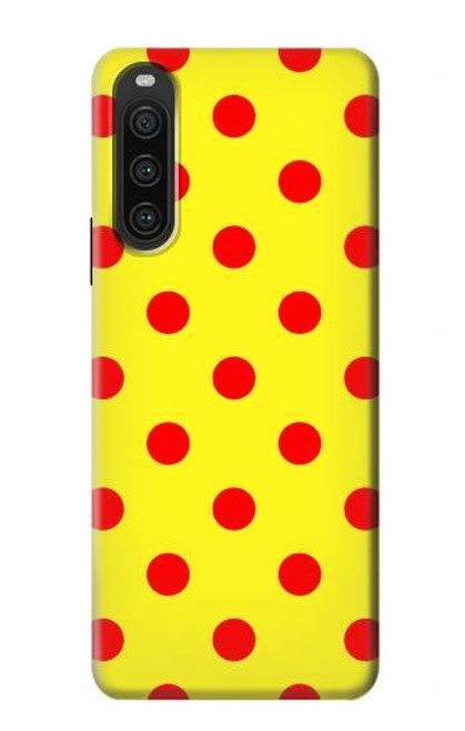 W3526 Red Spot Polka Dot Hülle Schutzhülle Taschen und Leder Flip für Sony Xperia 10 V