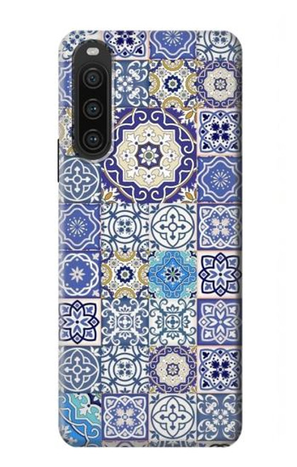 W3537 Moroccan Mosaic Pattern Hülle Schutzhülle Taschen und Leder Flip für Sony Xperia 10 V