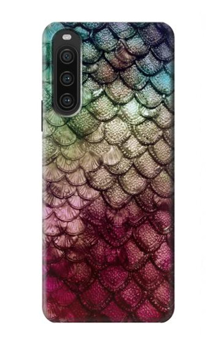 W3539 Mermaid Fish Scale Hülle Schutzhülle Taschen und Leder Flip für Sony Xperia 10 V
