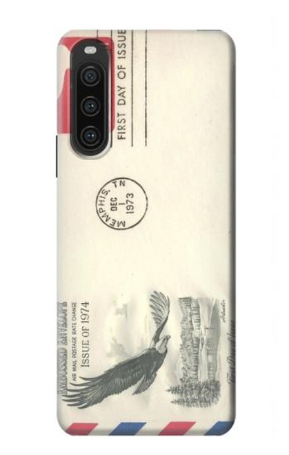 W3551 Vintage Airmail Envelope Art Hülle Schutzhülle Taschen und Leder Flip für Sony Xperia 10 V