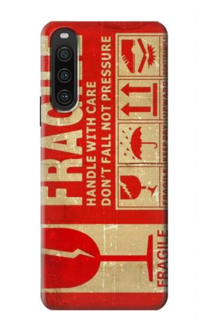 W3552 Vintage Fragile Label Art Hülle Schutzhülle Taschen und Leder Flip für Sony Xperia 10 V