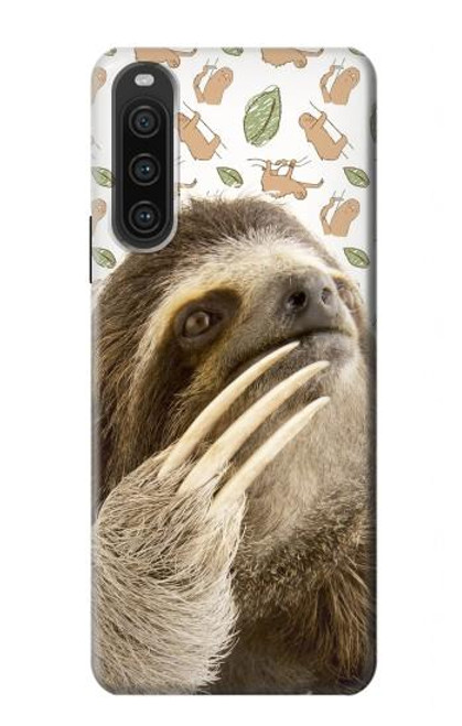 W3559 Sloth Pattern Hülle Schutzhülle Taschen und Leder Flip für Sony Xperia 10 V