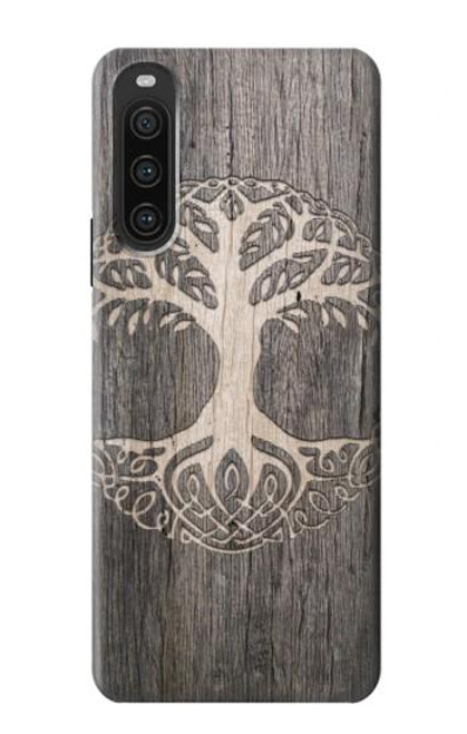 W3591 Viking Tree of Life Symbol Hülle Schutzhülle Taschen und Leder Flip für Sony Xperia 10 V