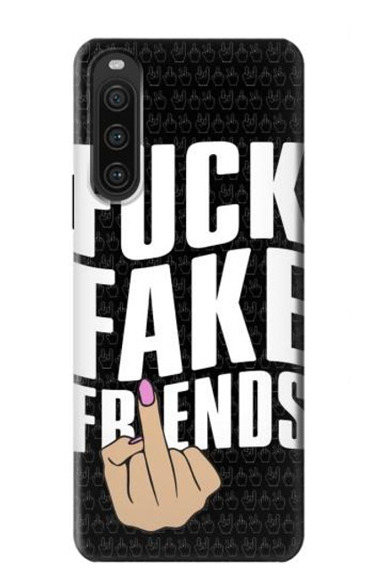 W3598 Middle Finger Fuck Fake Friend Hülle Schutzhülle Taschen und Leder Flip für Sony Xperia 10 V