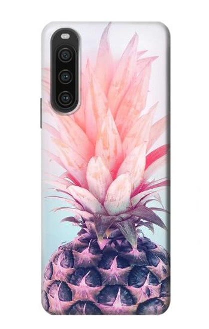 W3711 Pink Pineapple Hülle Schutzhülle Taschen und Leder Flip für Sony Xperia 10 V