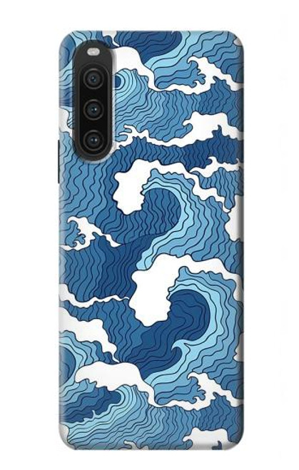 W3751 Wave Pattern Hülle Schutzhülle Taschen und Leder Flip für Sony Xperia 10 V