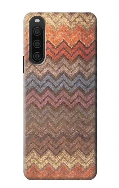 W3752 Zigzag Fabric Pattern Graphic Printed Hülle Schutzhülle Taschen und Leder Flip für Sony Xperia 10 V