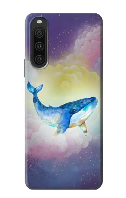 W3802 Dream Whale Pastel Fantasy Hülle Schutzhülle Taschen und Leder Flip für Sony Xperia 10 V