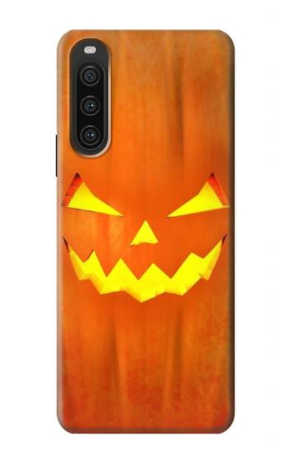 W3828 Pumpkin Halloween Hülle Schutzhülle Taschen und Leder Flip für Sony Xperia 10 V