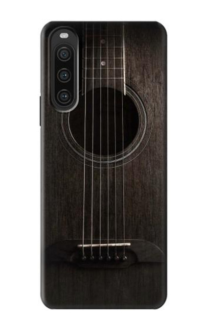 W3834 Old Woods Black Guitar Hülle Schutzhülle Taschen und Leder Flip für Sony Xperia 10 V