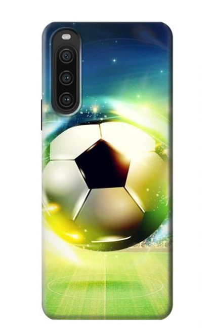 W3844 Glowing Football Soccer Ball Hülle Schutzhülle Taschen und Leder Flip für Sony Xperia 10 V