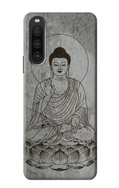 W3873 Buddha Line Art Hülle Schutzhülle Taschen und Leder Flip für Sony Xperia 10 V