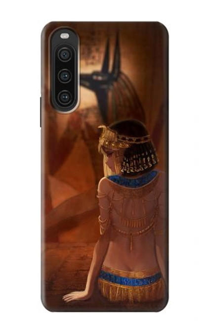 W3919 Egyptian Queen Cleopatra Anubis Hülle Schutzhülle Taschen und Leder Flip für Sony Xperia 10 V