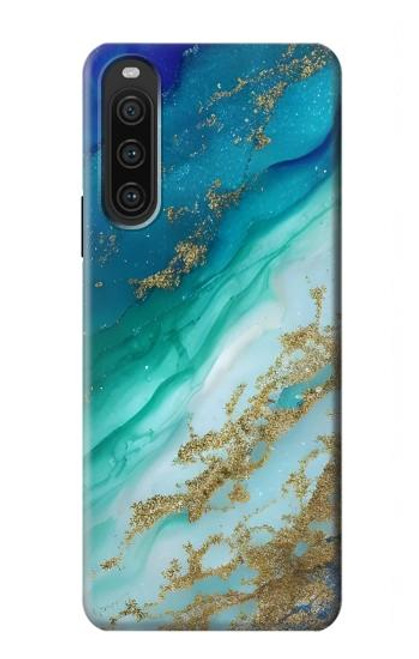 W3920 Abstract Ocean Blue Color Mixed Emerald Hülle Schutzhülle Taschen und Leder Flip für Sony Xperia 10 V