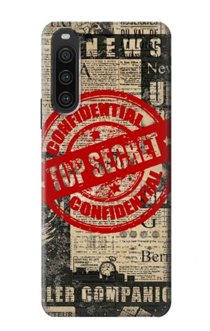 W3937 Text Top Secret Art Vintage Hülle Schutzhülle Taschen und Leder Flip für Sony Xperia 10 V