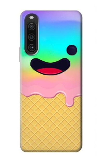 W3939 Ice Cream Cute Smile Hülle Schutzhülle Taschen und Leder Flip für Sony Xperia 10 V