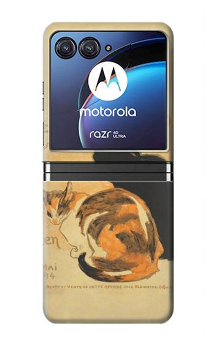 W3229 Vintage Cat Poster Hülle Schutzhülle Taschen Flip für Motorola Razr 40 Ultra