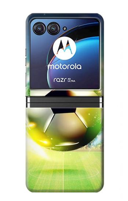 W3844 Glowing Football Soccer Ball Hülle Schutzhülle Taschen Flip für Motorola Razr 40 Ultra
