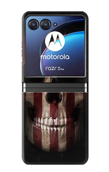 W3850 American Flag Skull Hülle Schutzhülle Taschen Flip für Motorola Razr 40 Ultra