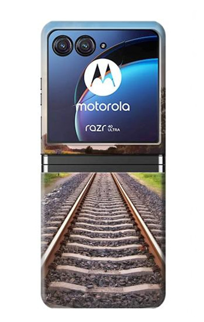 W3866 Railway Straight Train Track Hülle Schutzhülle Taschen Flip für Motorola Razr 40 Ultra