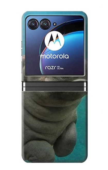 W3871 Cute Baby Hippo Hippopotamus Hülle Schutzhülle Taschen Flip für Motorola Razr 40 Ultra