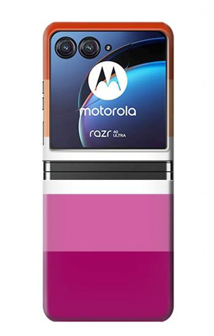 W3887 Lesbian Pride Flag Hülle Schutzhülle Taschen Flip für Motorola Razr 40 Ultra