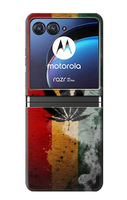 W3890 Reggae Rasta Flag Smoke Hülle Schutzhülle Taschen Flip für Motorola Razr 40 Ultra