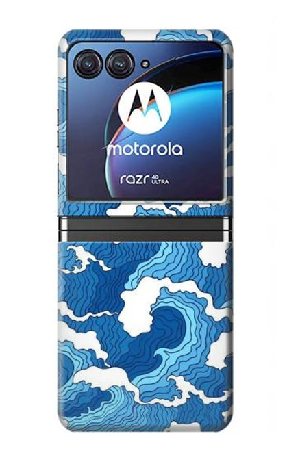 W3901 Aesthetic Storm Ocean Waves Hülle Schutzhülle Taschen Flip für Motorola Razr 40 Ultra