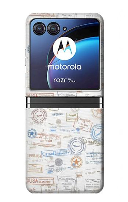 W3903 Travel Stamps Hülle Schutzhülle Taschen Flip für Motorola Razr 40 Ultra