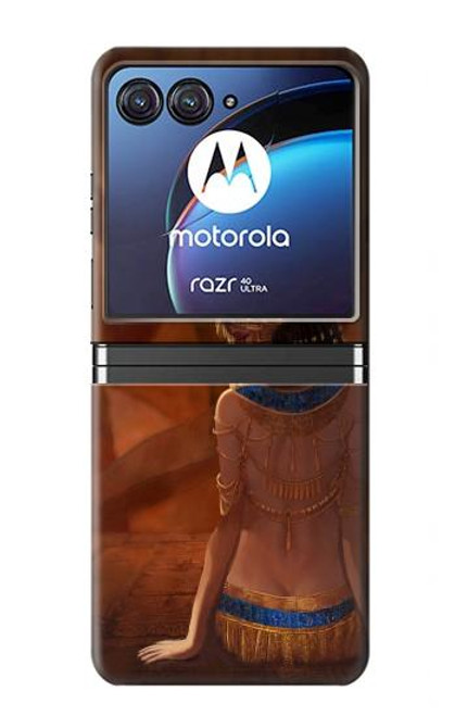 W3919 Egyptian Queen Cleopatra Anubis Hülle Schutzhülle Taschen Flip für Motorola Razr 40 Ultra