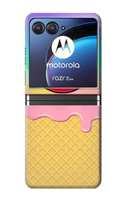 W3939 Ice Cream Cute Smile Hülle Schutzhülle Taschen Flip für Motorola Razr 40 Ultra