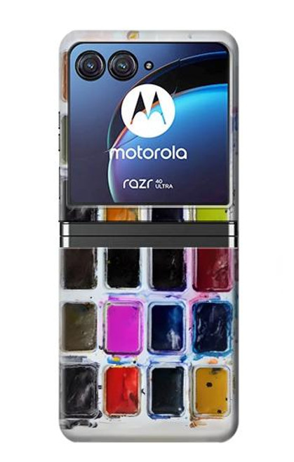 W3956 Watercolor Palette Box Graphic Hülle Schutzhülle Taschen Flip für Motorola Razr 40 Ultra