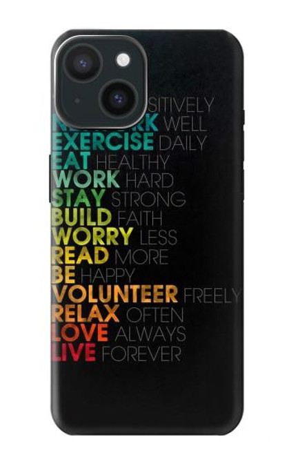 W3523 Think Positive Words Quotes Hülle Schutzhülle Taschen und Leder Flip für iPhone 15