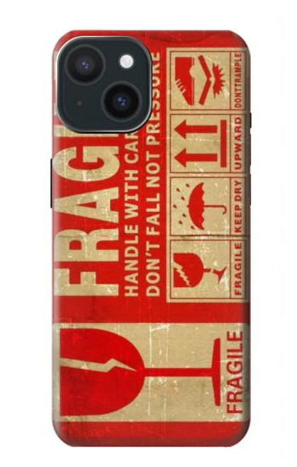 W3552 Vintage Fragile Label Art Hülle Schutzhülle Taschen und Leder Flip für iPhone 15