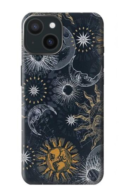 W3702 Moon and Sun Hülle Schutzhülle Taschen und Leder Flip für iPhone 15