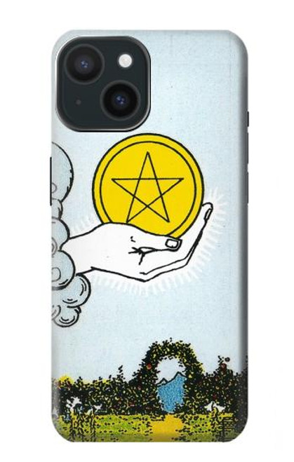 W3722 Tarot Card Ace of Pentacles Coins Hülle Schutzhülle Taschen und Leder Flip für iPhone 15