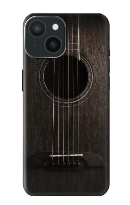 W3834 Old Woods Black Guitar Hülle Schutzhülle Taschen und Leder Flip für iPhone 15