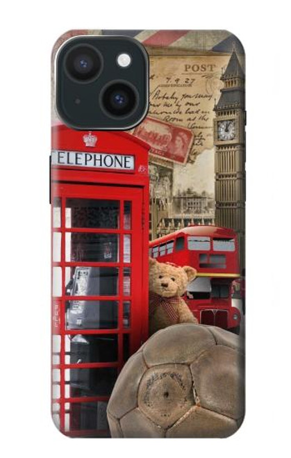 W3856 Vintage London British Hülle Schutzhülle Taschen und Leder Flip für iPhone 15