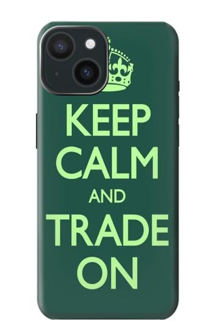W3862 Keep Calm and Trade On Hülle Schutzhülle Taschen und Leder Flip für iPhone 15