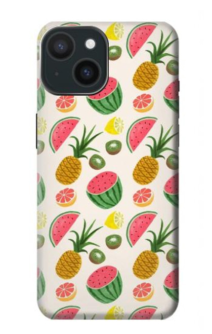 W3883 Fruit Pattern Hülle Schutzhülle Taschen und Leder Flip für iPhone 15