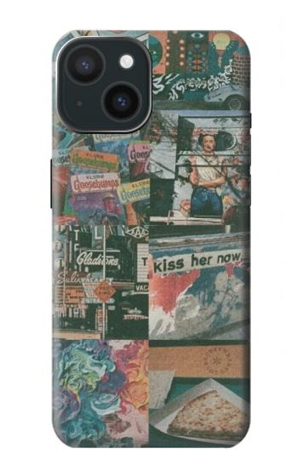 W3909 Vintage Poster Hülle Schutzhülle Taschen und Leder Flip für iPhone 15