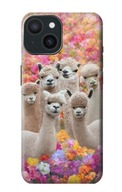 W3916 Alpaca Family Baby Alpaca Hülle Schutzhülle Taschen und Leder Flip für iPhone 15