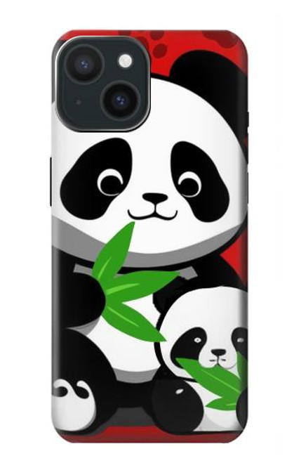 W3929 Cute Panda Eating Bamboo Hülle Schutzhülle Taschen und Leder Flip für iPhone 15