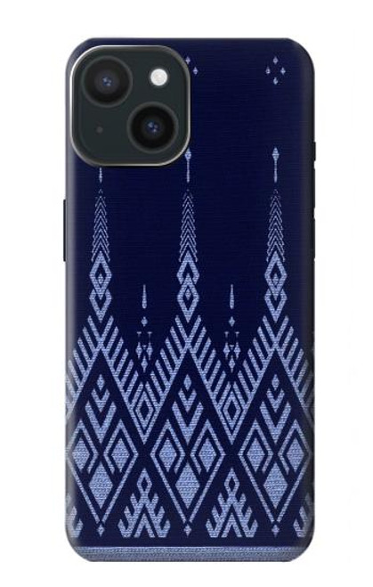 W3950 Textile Thai Blue Pattern Hülle Schutzhülle Taschen und Leder Flip für iPhone 15