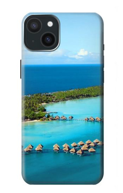 W0844 Bora Bora Island Hülle Schutzhülle Taschen und Leder Flip für iPhone 15 Plus