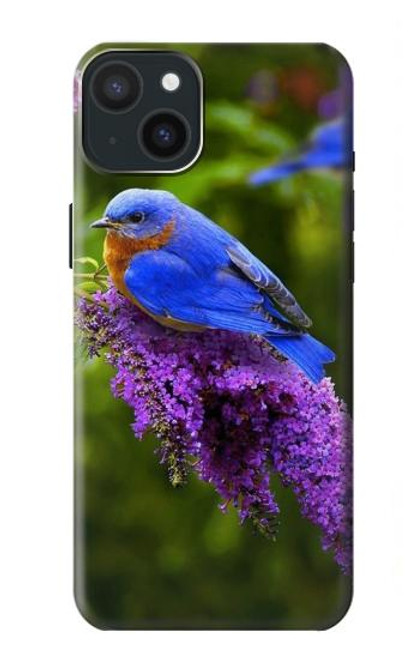 W1565 Bluebird of Happiness Blue Bird Hülle Schutzhülle Taschen und Leder Flip für iPhone 15 Plus