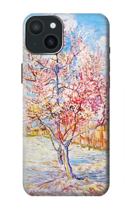 W2450 Van Gogh Peach Tree Blossom Hülle Schutzhülle Taschen und Leder Flip für iPhone 15 Plus