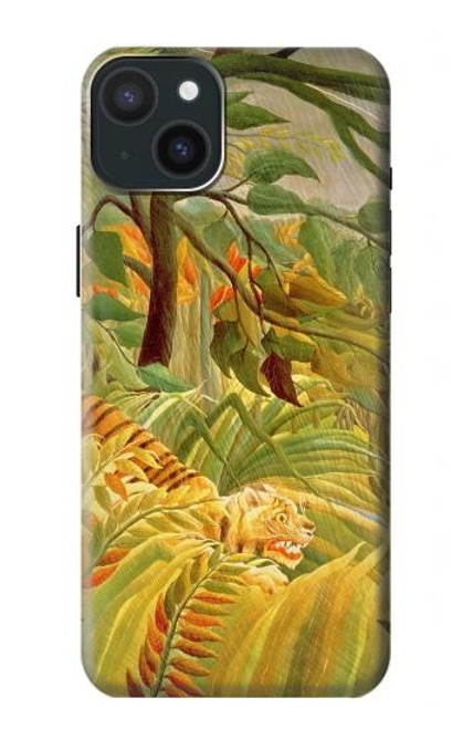 W3344 Henri Rousseau Tiger in a Tropical Storm Hülle Schutzhülle Taschen und Leder Flip für iPhone 15 Plus