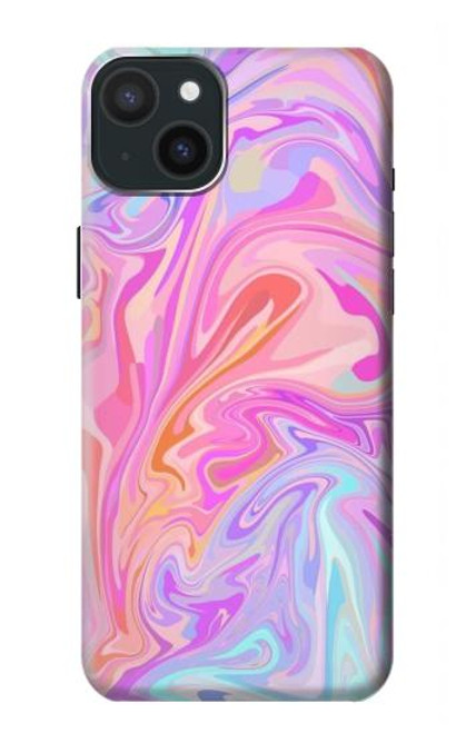 W3444 Digital Art Colorful Liquid Hülle Schutzhülle Taschen und Leder Flip für iPhone 15 Plus