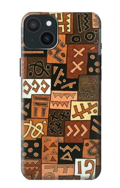 W3460 Mali Art Pattern Hülle Schutzhülle Taschen und Leder Flip für iPhone 15 Plus